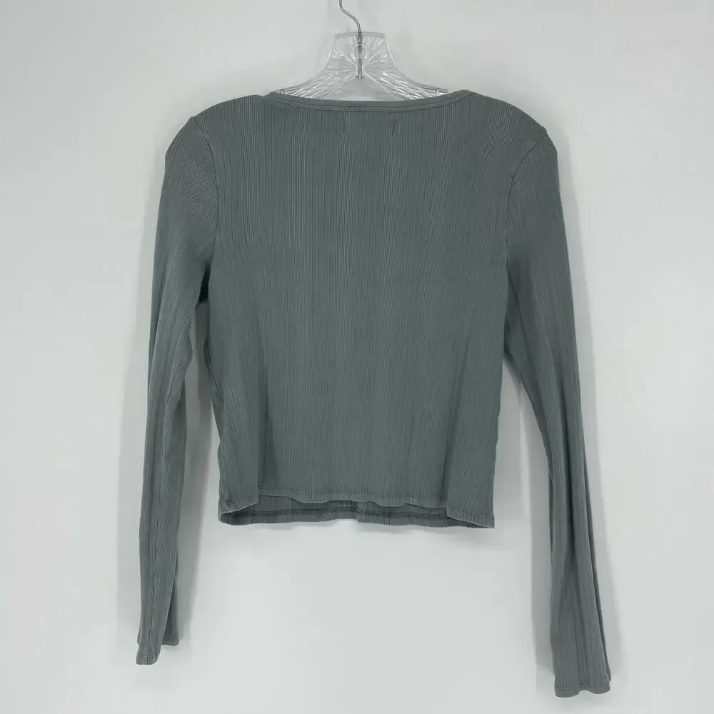 Lucky Brand Long Sleeve Ribbed Top Size Small